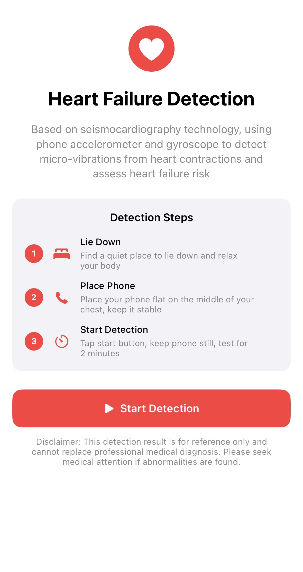 Heart Failure Detection App Interface
